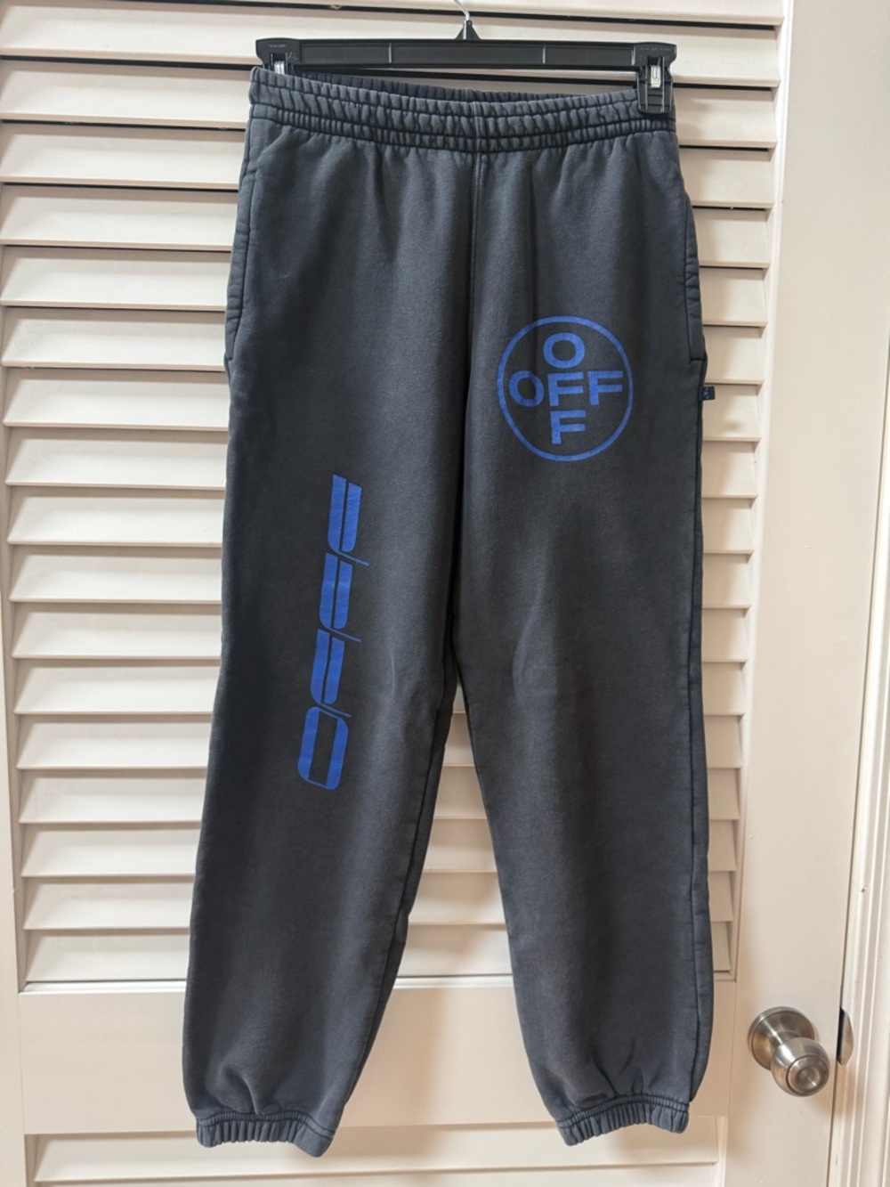 Off-White Black sweat pants with Blue Caravaggio Logo pre 2020 off white